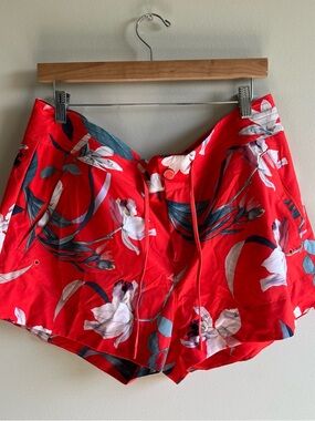 Athleta Women's Hudson Board Shorts Tropical Size 16 Orange Iris Garden Swim